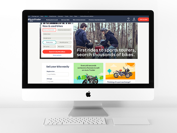 Screenshot of bike trader website on a mac