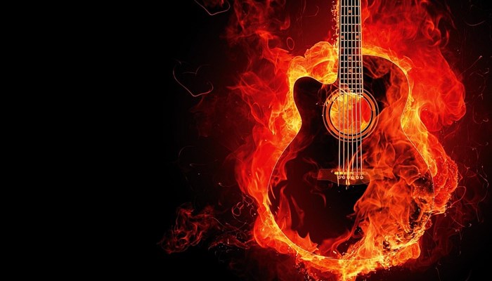 Picture of a guitar on fire