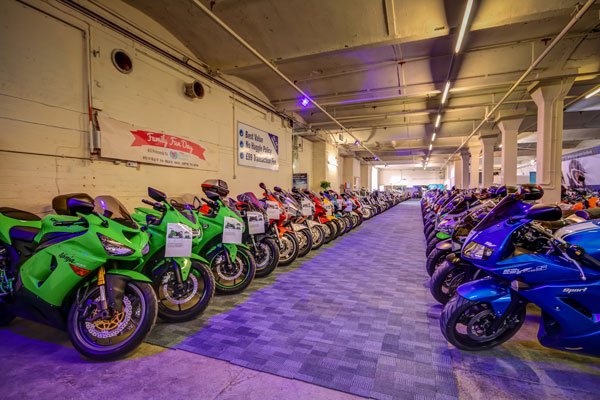 A view of the inside of the WeBuyAnyBike showroom