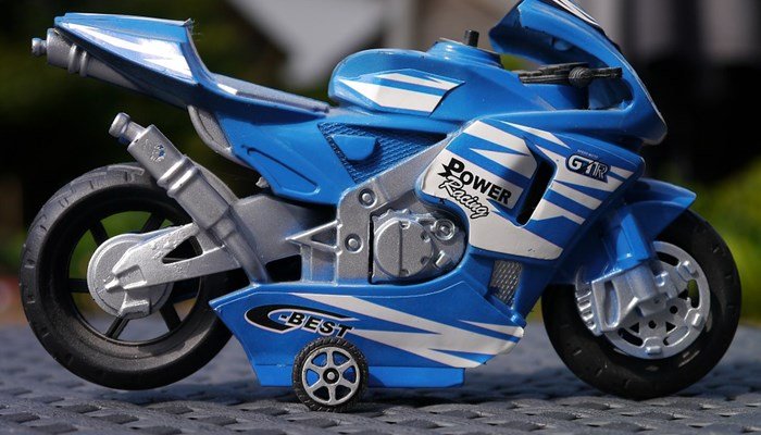 Toy blue motorcycle