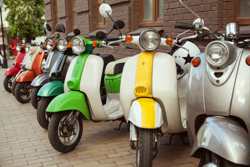 Vintage scooters in a row